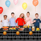 QIYANPAX 4-Piece Basketball Tablecloth Set — 54 x 108 in Plastic Table Covers for Parties