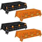 QIYANPAX 4-Piece Basketball Tablecloth Set — 54 x 108 in Plastic Table Covers for Parties