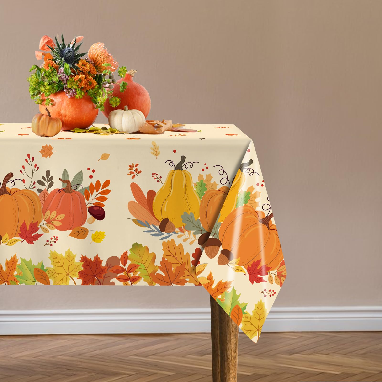 QIYANPAX 3 Pack Fall Pumpkin Tablecloths – 54 x 108 in