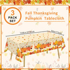 QIYANPAX 3 Pack Fall Pumpkin Tablecloths – 54 x 108 in