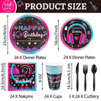 QIYANPAX 168Pcs Music Party Supplies – Disposable Tableware Set for 24 Guests