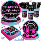 QIYANPAX 168Pcs Music Party Supplies – Disposable Tableware Set for 24 Guests