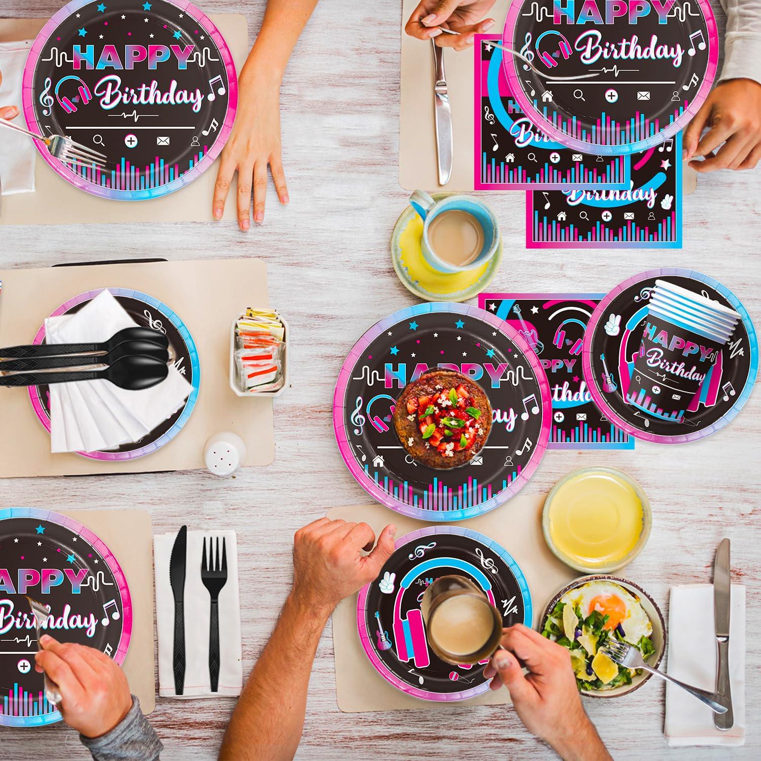 QIYANPAX 168Pcs Music Party Supplies – Disposable Tableware Set for 24 Guests