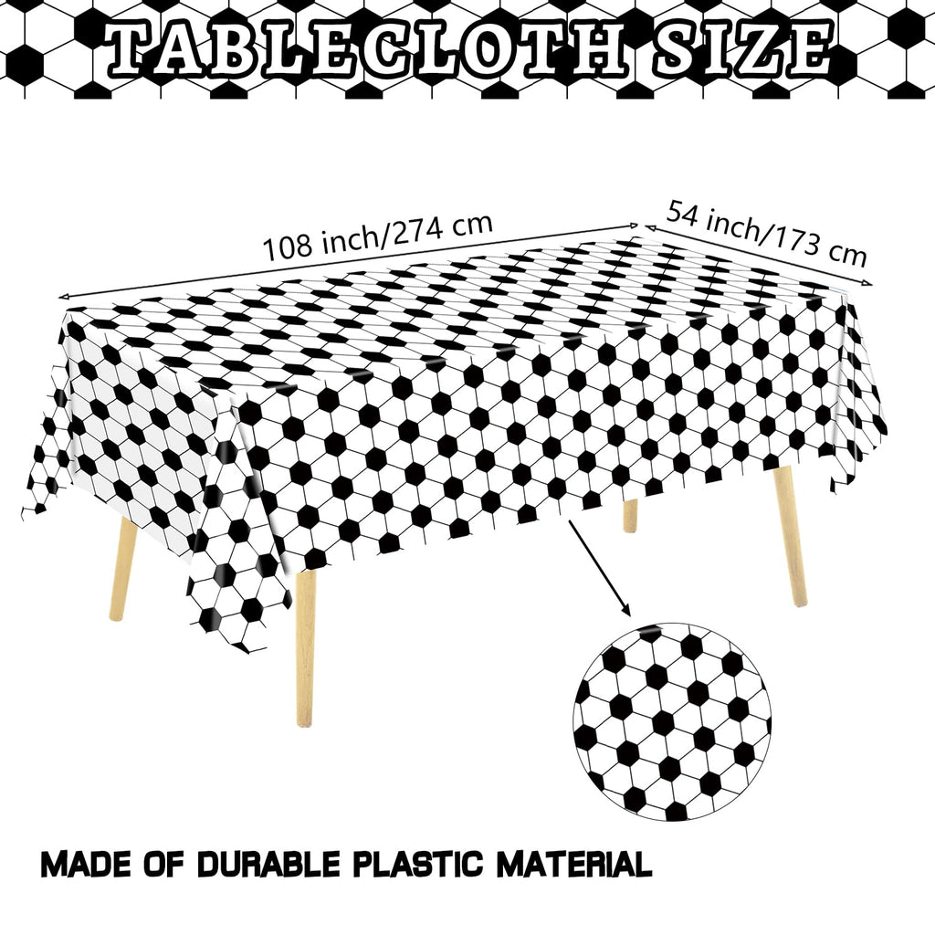 QIYANPAX 4-Piece Soccer Tablecloths | 54 x 108 in, Green Field & Classic Ball Patterns