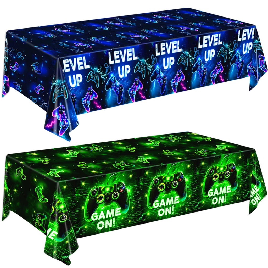 QIYANPAX 4-Pack Video Game Tablecloths – 54 x 108 in, Waterproof Party Decor