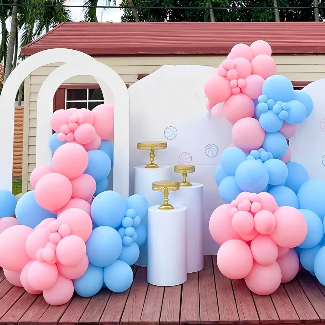 Qmraercu Pink & Blue Balloons – 50 Latex Balloons with Ribbon for Birthday, Baby Shower & Gender Reveal