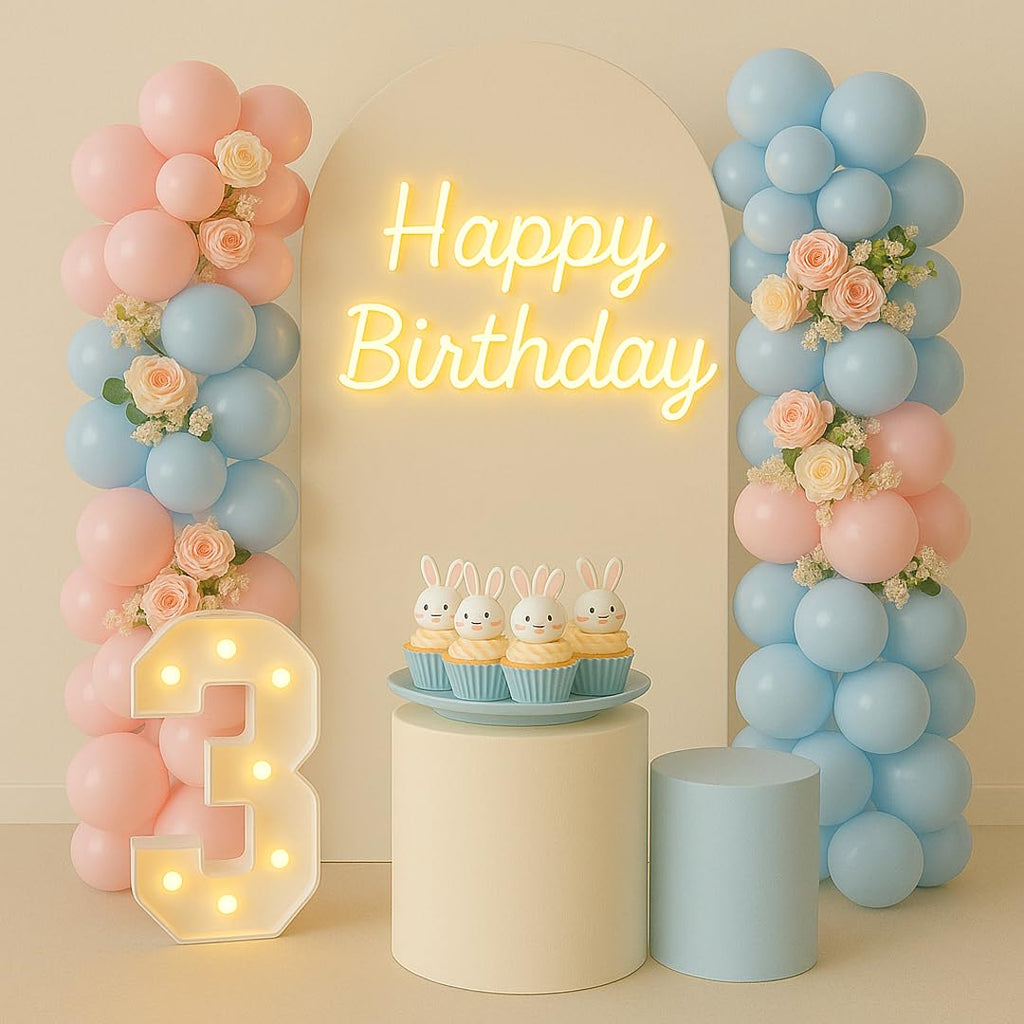 Qmraercu Pink & Blue Balloons – 50 Latex Balloons with Ribbon for Birthday, Baby Shower & Gender Reveal