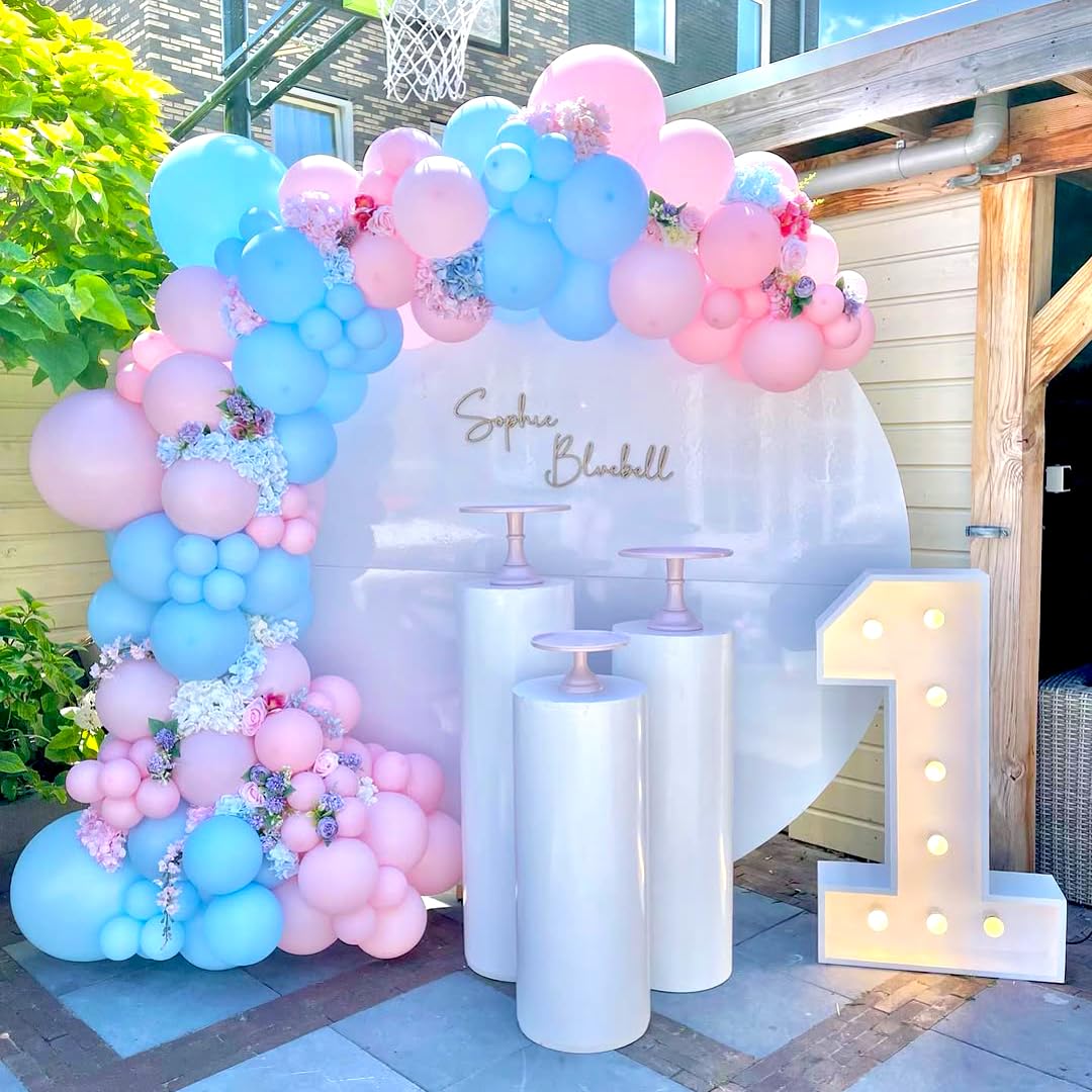 Qmraercu Pink & Blue Balloons – 50 Latex Balloons with Ribbon for Birthday, Baby Shower & Gender Reveal