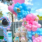 Qmraercu Pink & Blue Balloons – 50 Latex Balloons with Ribbon for Birthday, Baby Shower & Gender Reveal
