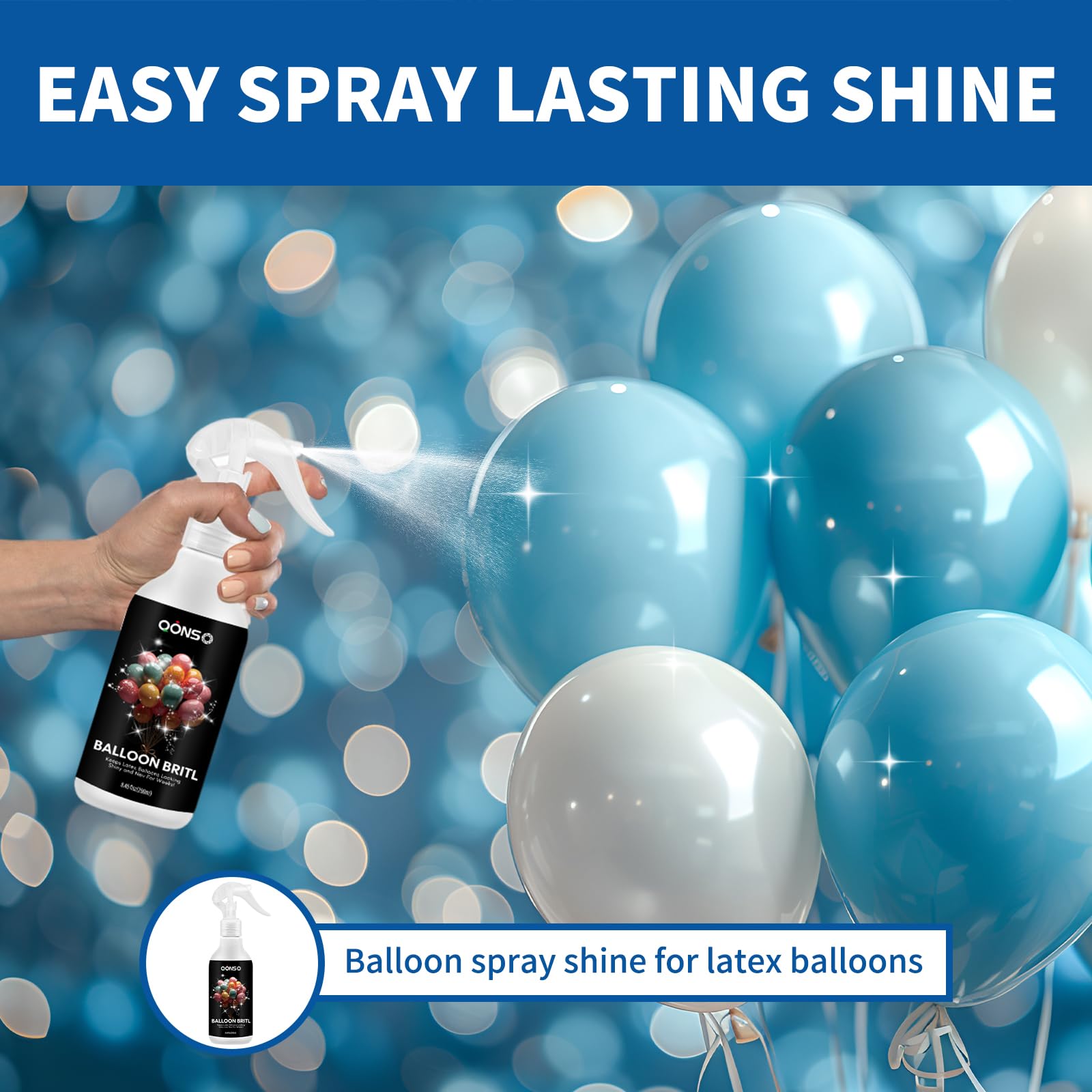 QONS Balloon Shine Spray 8.45oz – Glossy Latex Balloons for Parties & Events