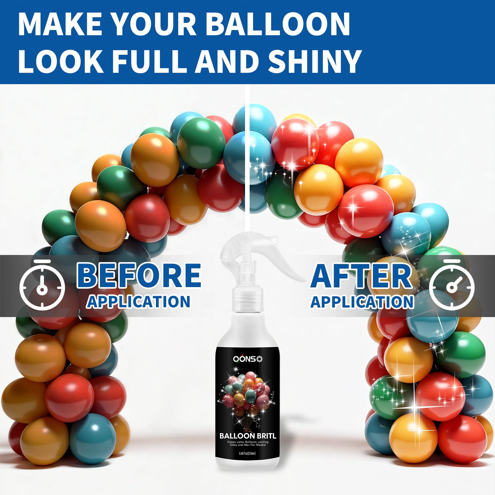 QONS Balloon Shine Spray 8.45oz – Glossy Latex Balloons for Parties & Events