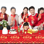 Qpout 3 Pieces Chinese New Year Tablecloth 108x54 Inch – Disposable Red & Gold Table Covers for Lunar New Year 2026