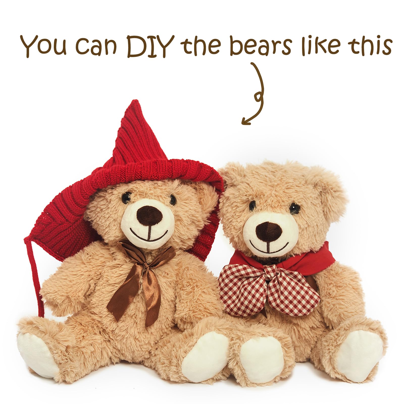 Quaakssi Teddy Bears Bulk — 5-Pack, 13.5-Inch Plush Toys for Kids, Gifts, and Party Decor