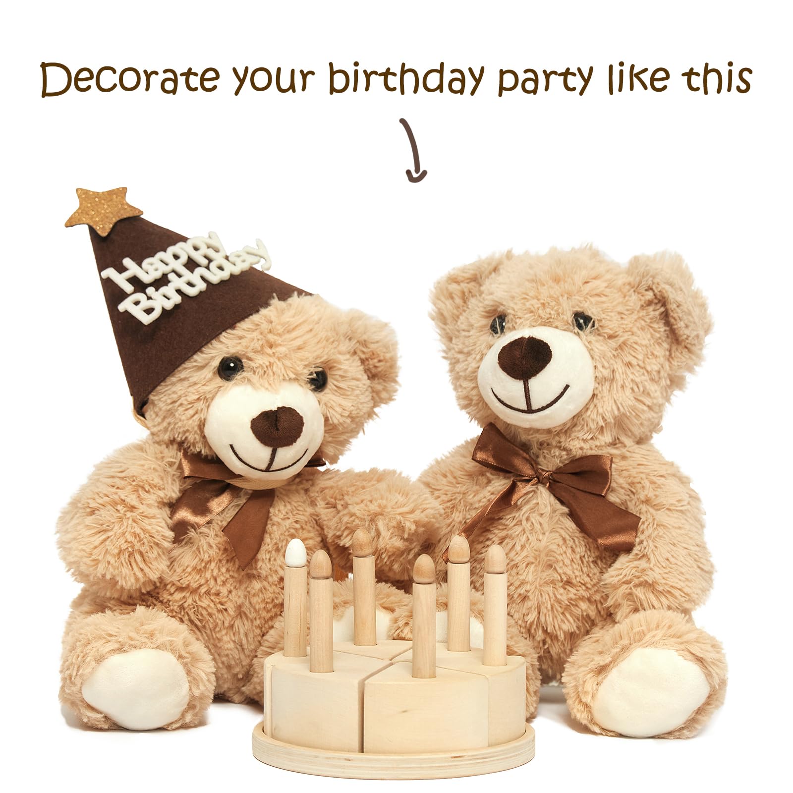 Quaakssi Teddy Bears Bulk — 5-Pack, 13.5-Inch Plush Toys for Kids, Gifts, and Party Decor