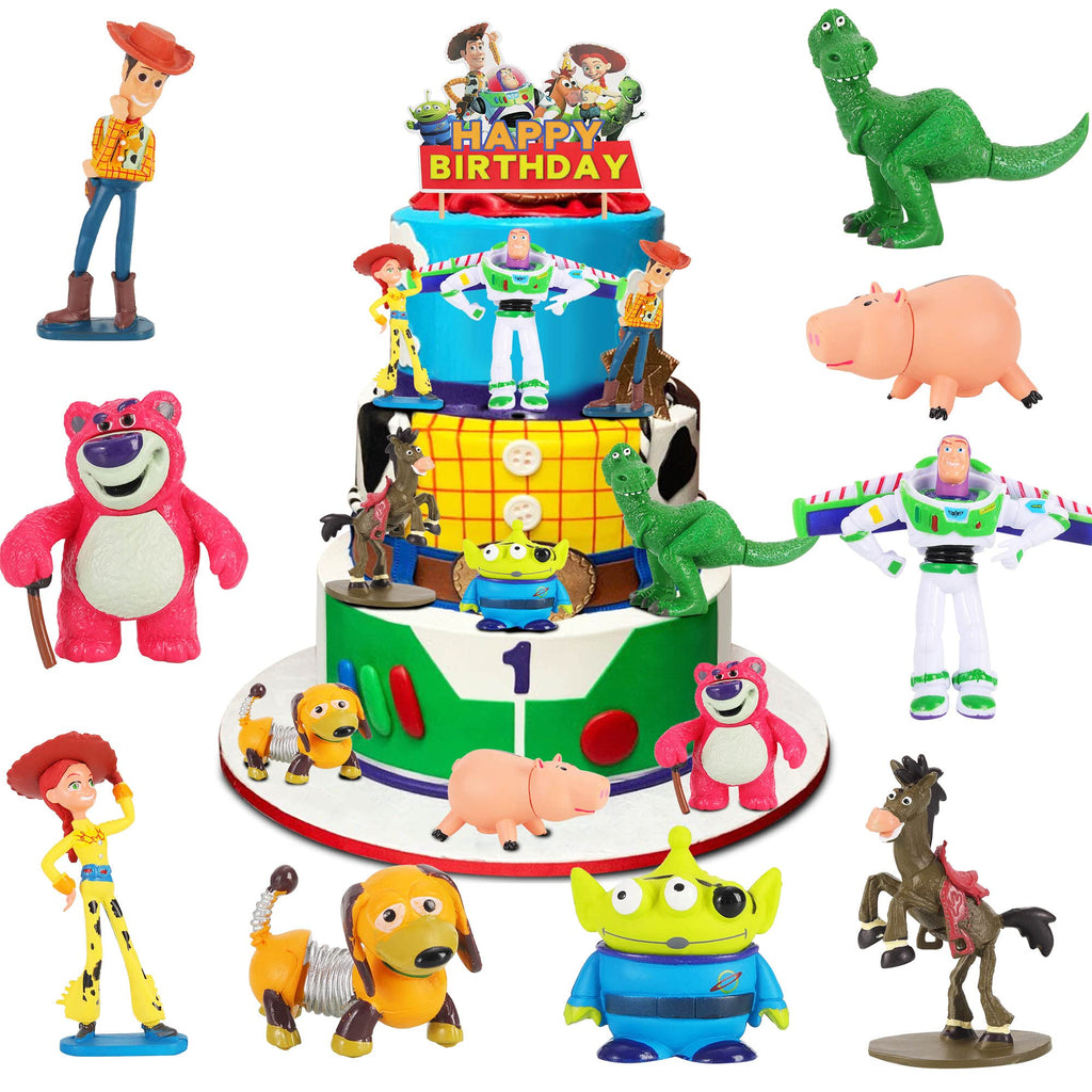 Queediz 9Pack Story Action Figures with Cake Topper – Cartoon Cupcake Toppers for Parties