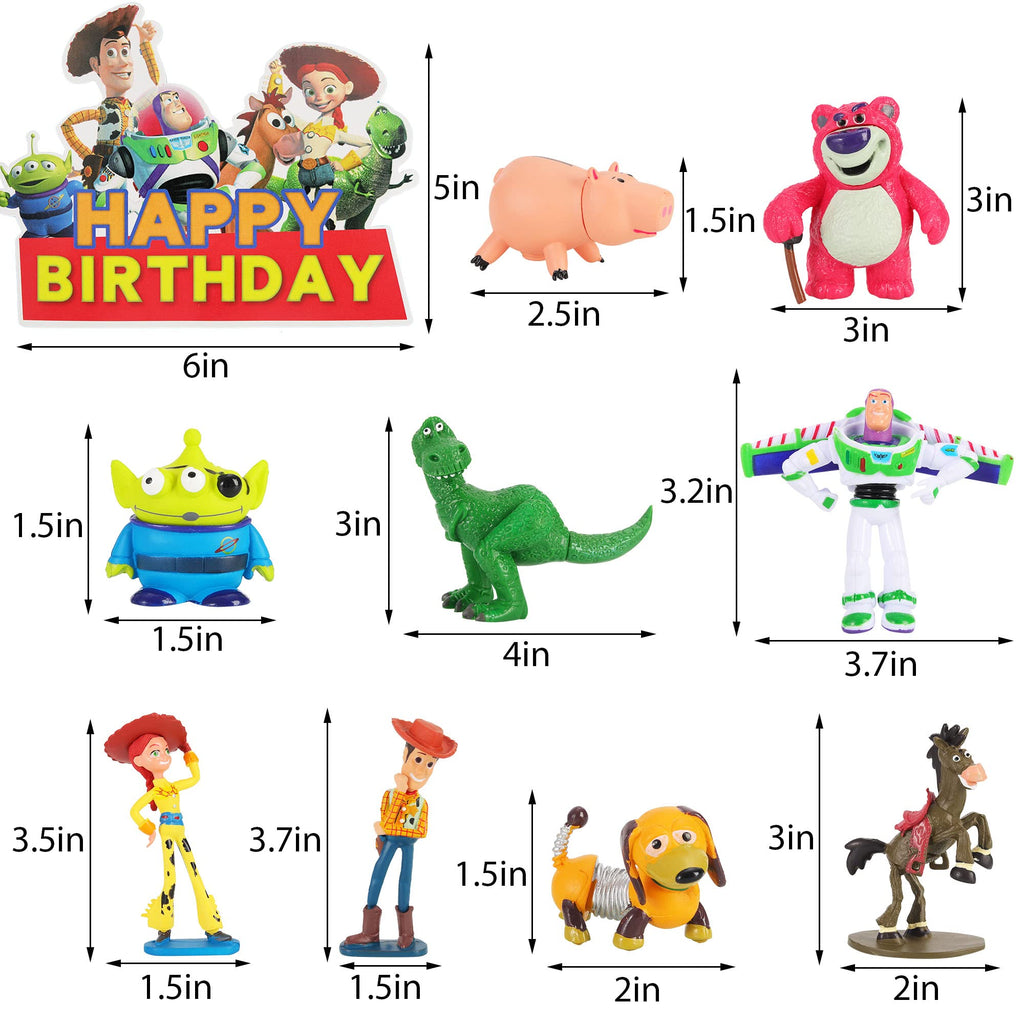Queediz 9Pack Story Action Figures with Cake Topper – Cartoon Cupcake Toppers for Parties
