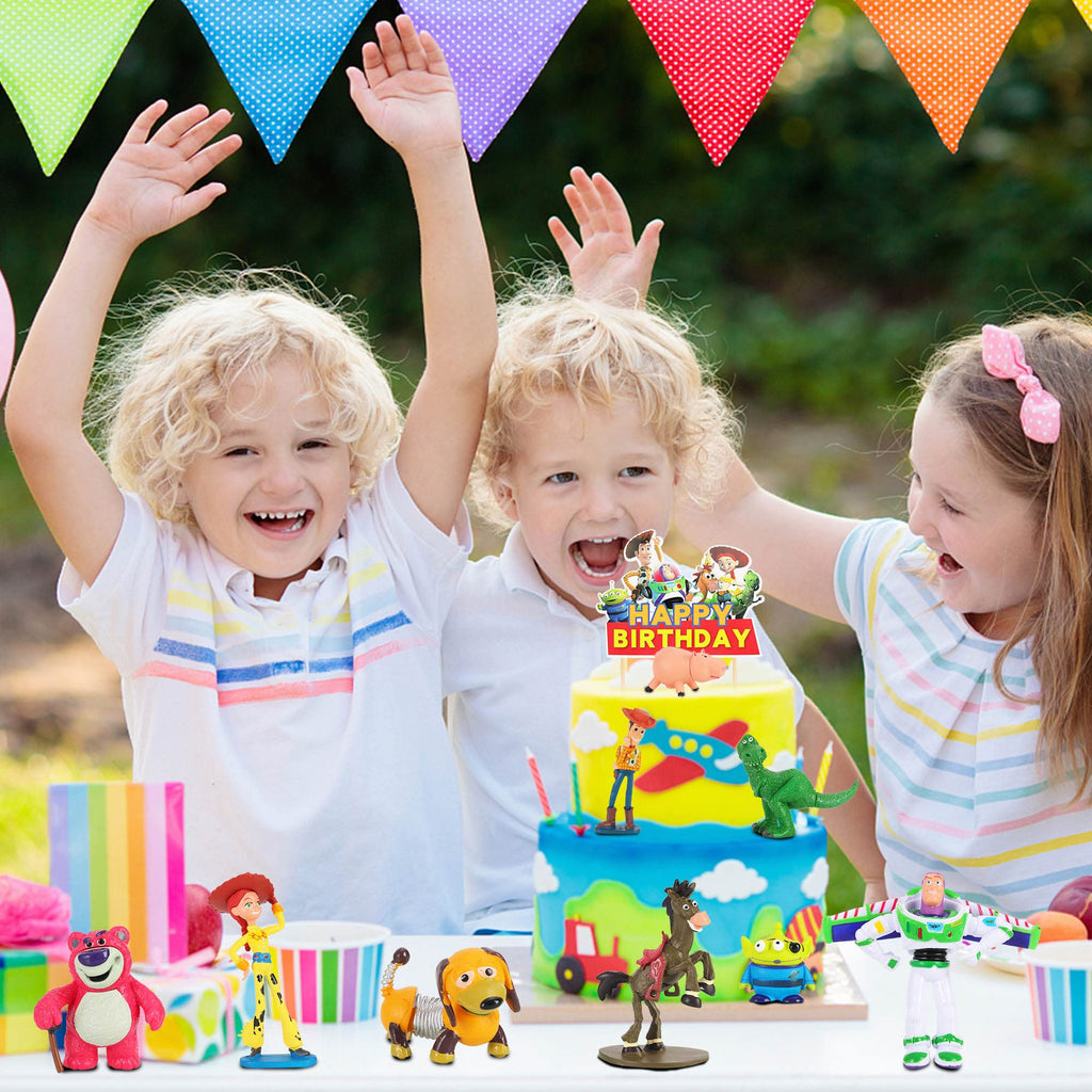 Queediz 9Pack Story Action Figures with Cake Topper – Cartoon Cupcake Toppers for Parties