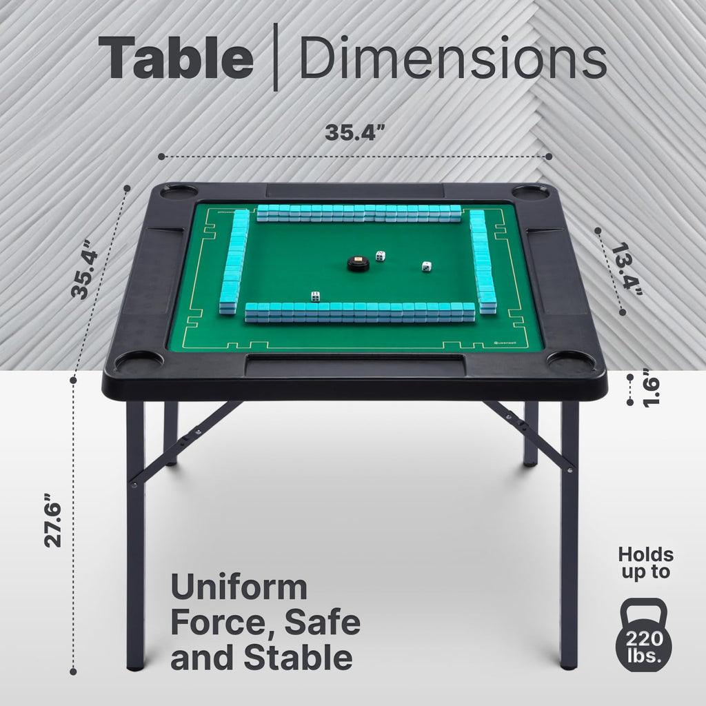 Queensell Folding Game Table with Double-Sided Mat — 35 x 35 Inches, Portable with Storage Bag