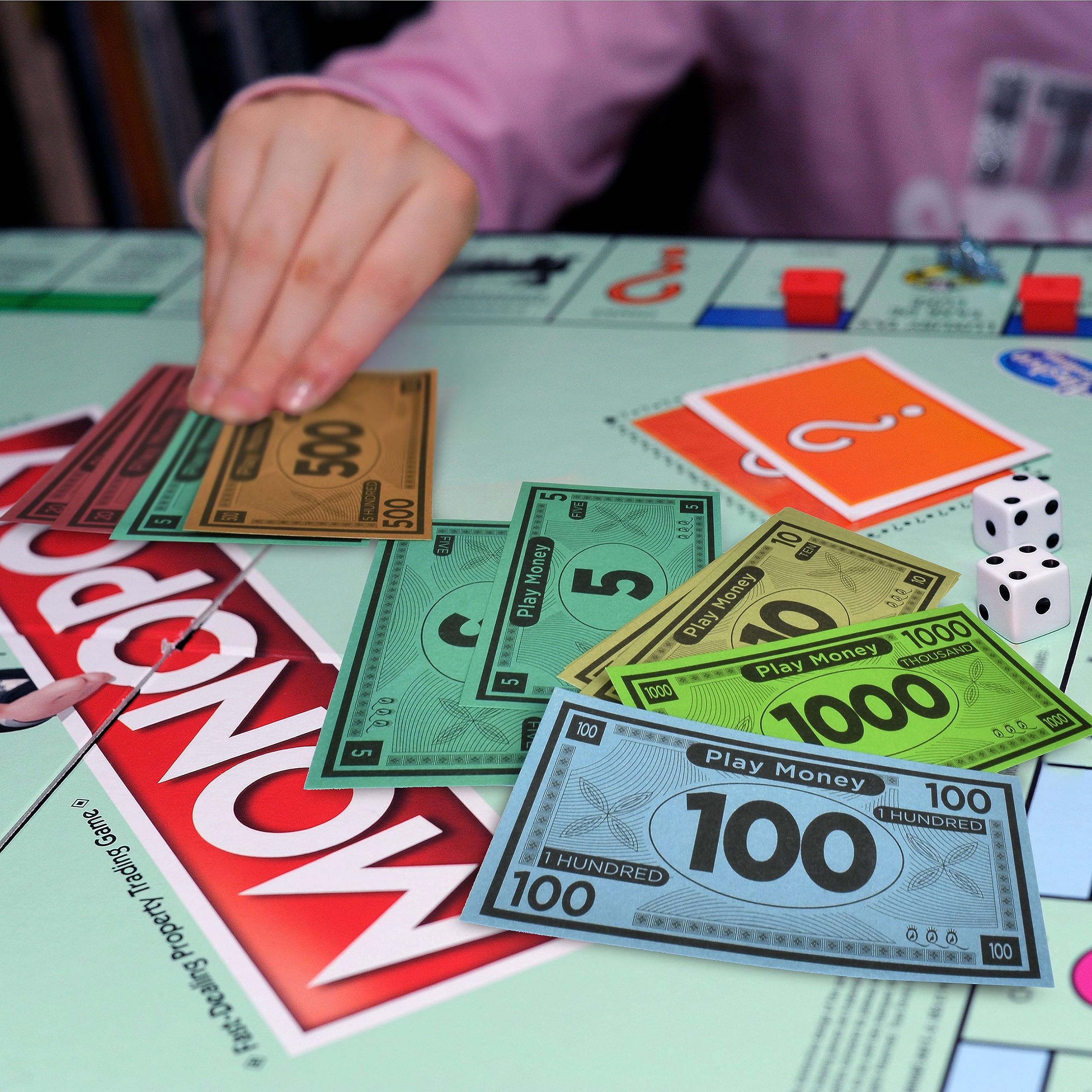 Queensell Play Money for Monopoly – 480 Bills, 60 per Denomination, Double-Sided, 4x2 in