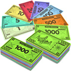 Queensell Play Money for Monopoly – 480 Bills, 60 per Denomination, Double-Sided, 4x2 in