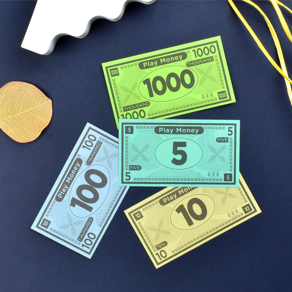 Queensell Play Money for Monopoly – 480 Bills, 60 per Denomination, Double-Sided, 4x2 in
