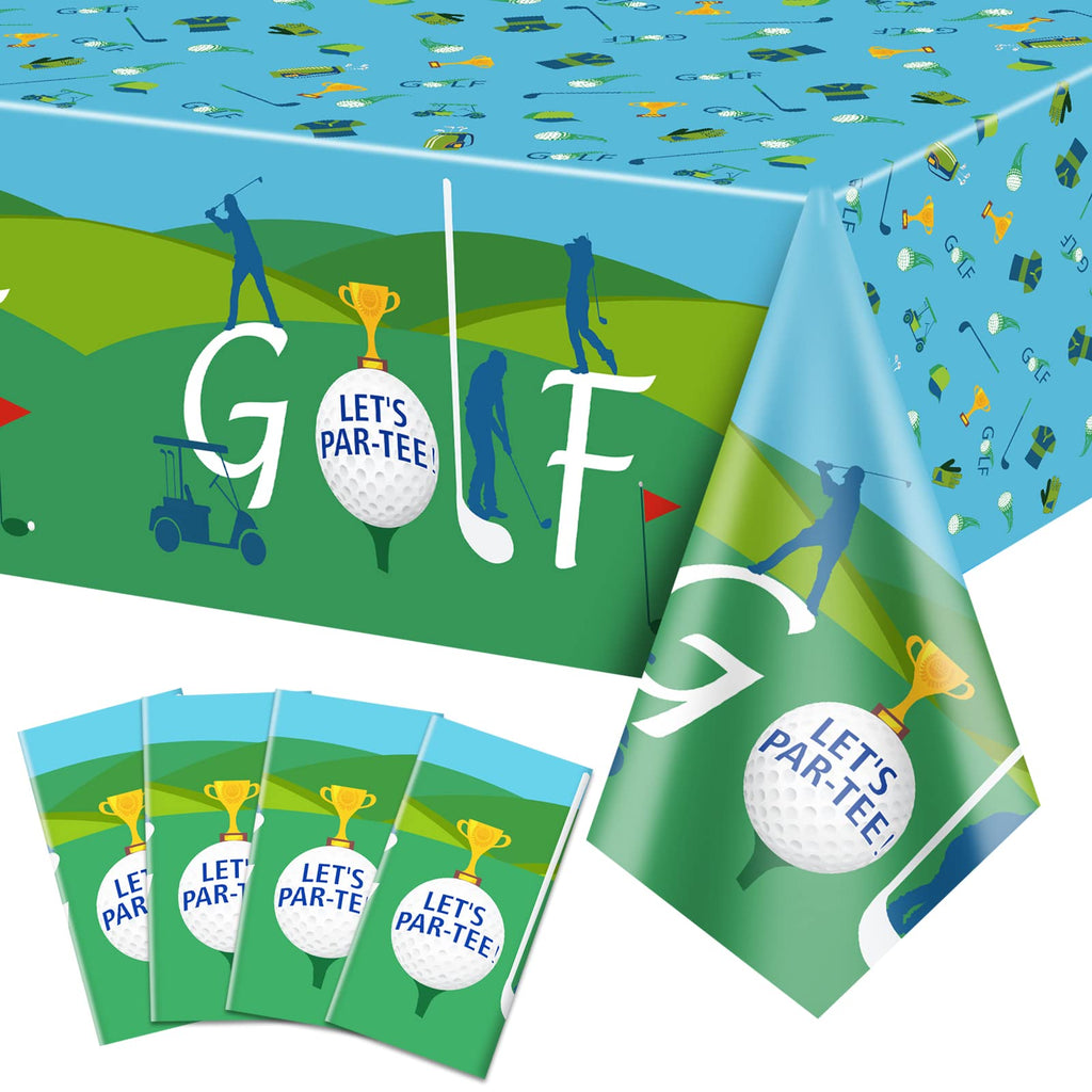 QUERICKY 4 Pack Golf Tablecloths — 51x87in Disposable Waterproof Table Covers for Golf Parties