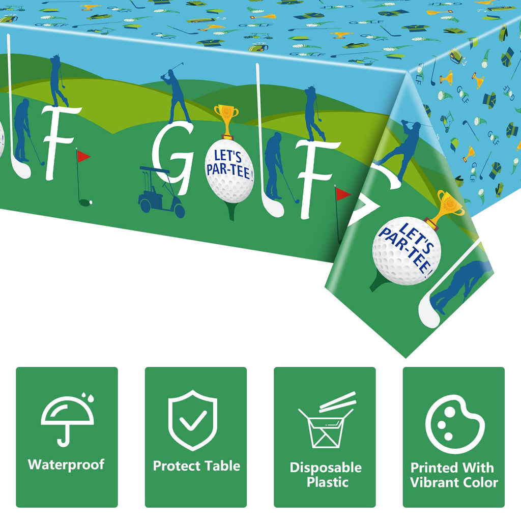 QUERICKY 4 Pack Golf Tablecloths — 51x87in Disposable Waterproof Table Covers for Golf Parties