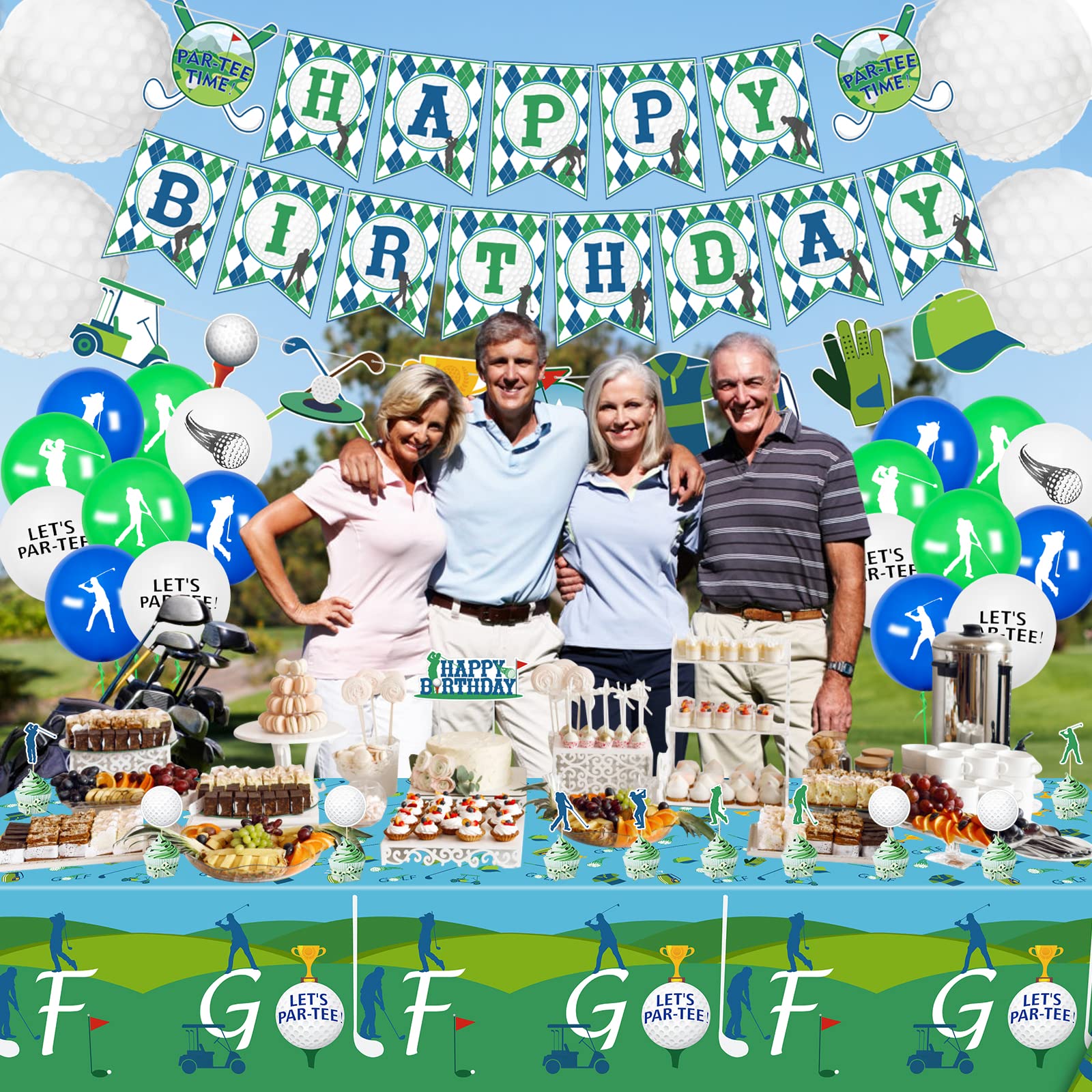 QUERICKY 4 Pack Golf Tablecloths — 51x87in Disposable Waterproof Table Covers for Golf Parties