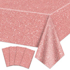 QUERICKY 4 Pack Pink Rose Gold Tablecloths | 87x51 in Sequin Plastic Cover