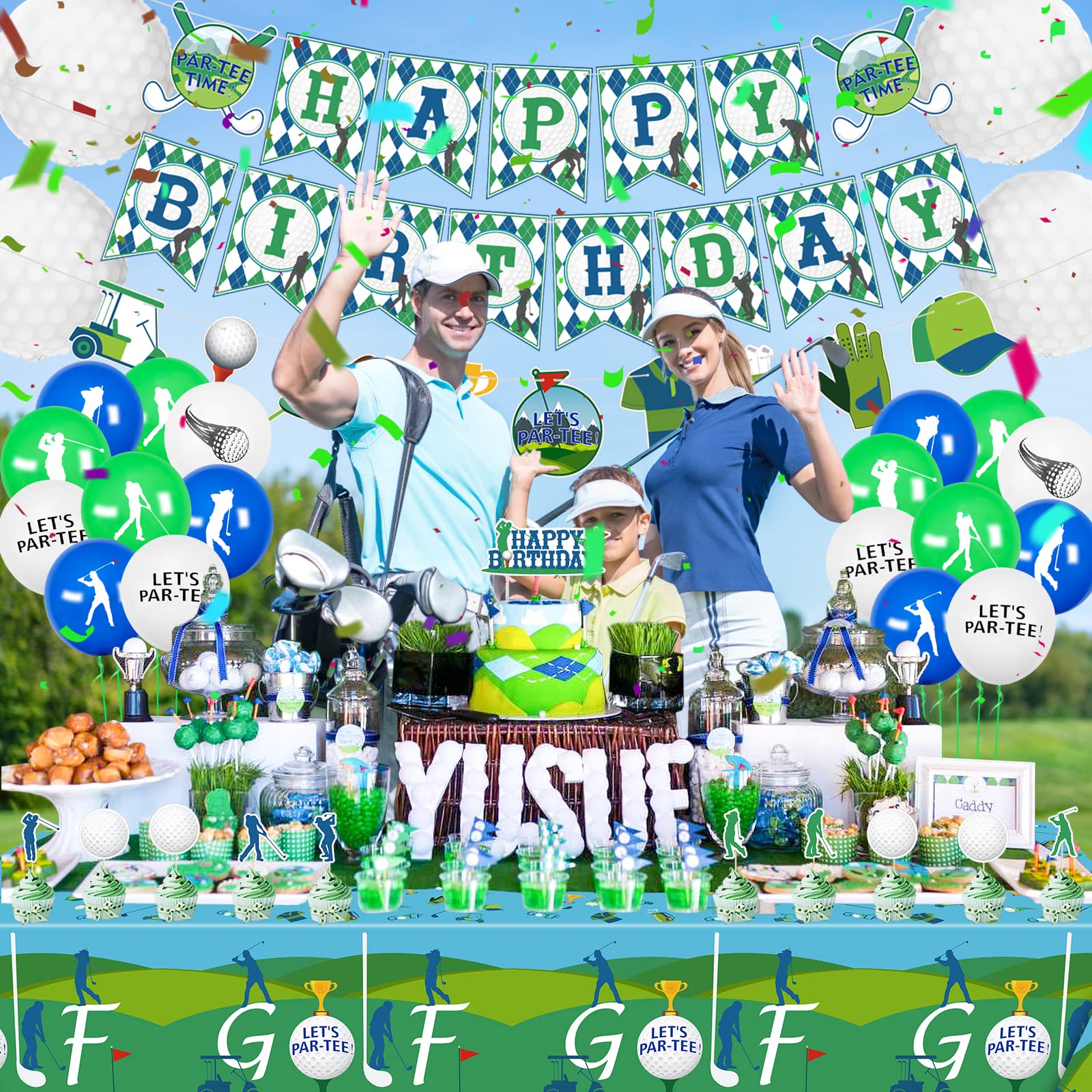 QUERICKY 4 Pack Golf Tablecloths — 51x87in Disposable Waterproof Table Covers for Golf Parties