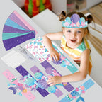Qyeahkj 24 Pcs Mermaid Birthday Crowns DIY Craft Kit – Under the Sea Ocean Theme Party Favors for Kids