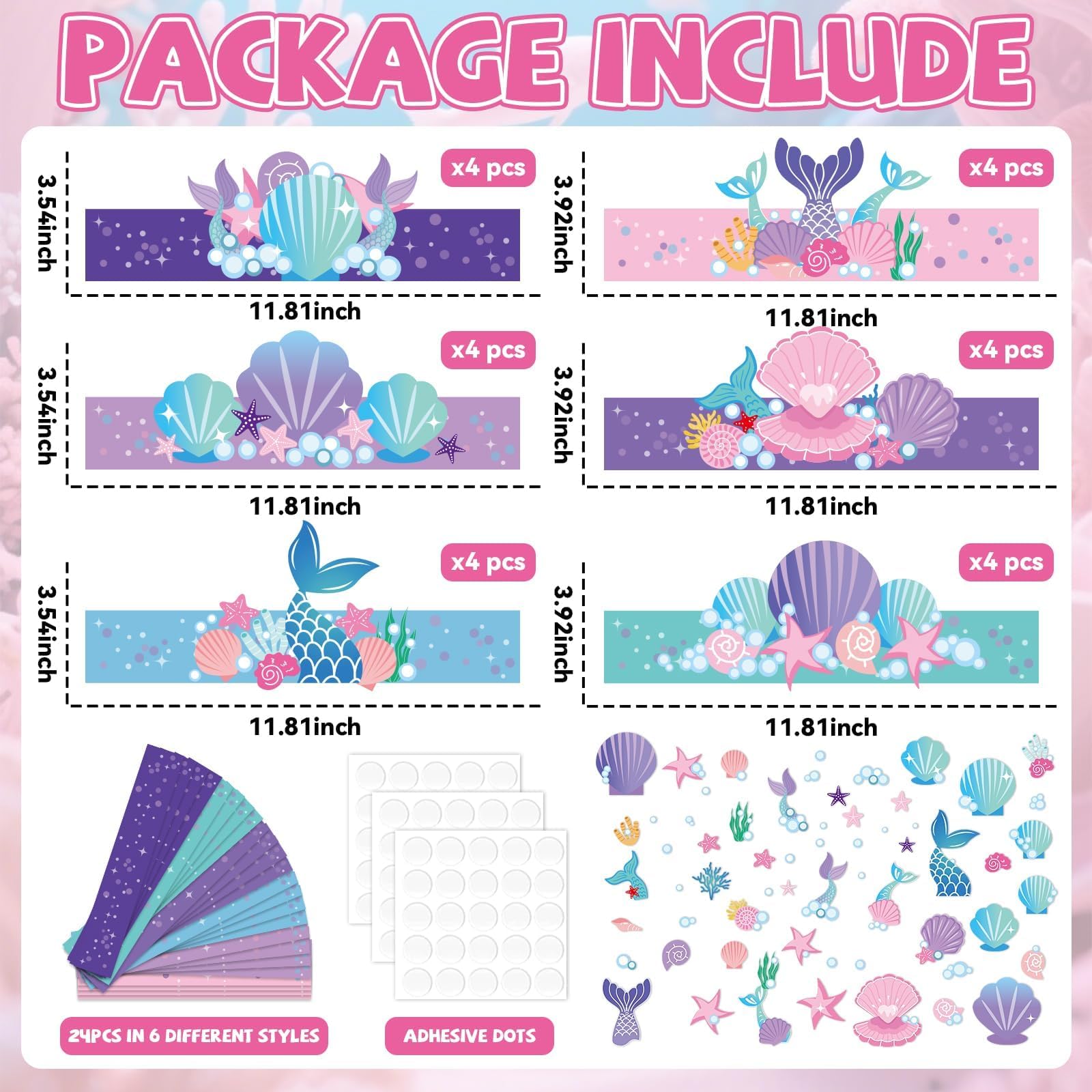 Qyeahkj 24 Pcs Mermaid Birthday Crowns DIY Craft Kit – Under the Sea Ocean Theme Party Favors for Kids