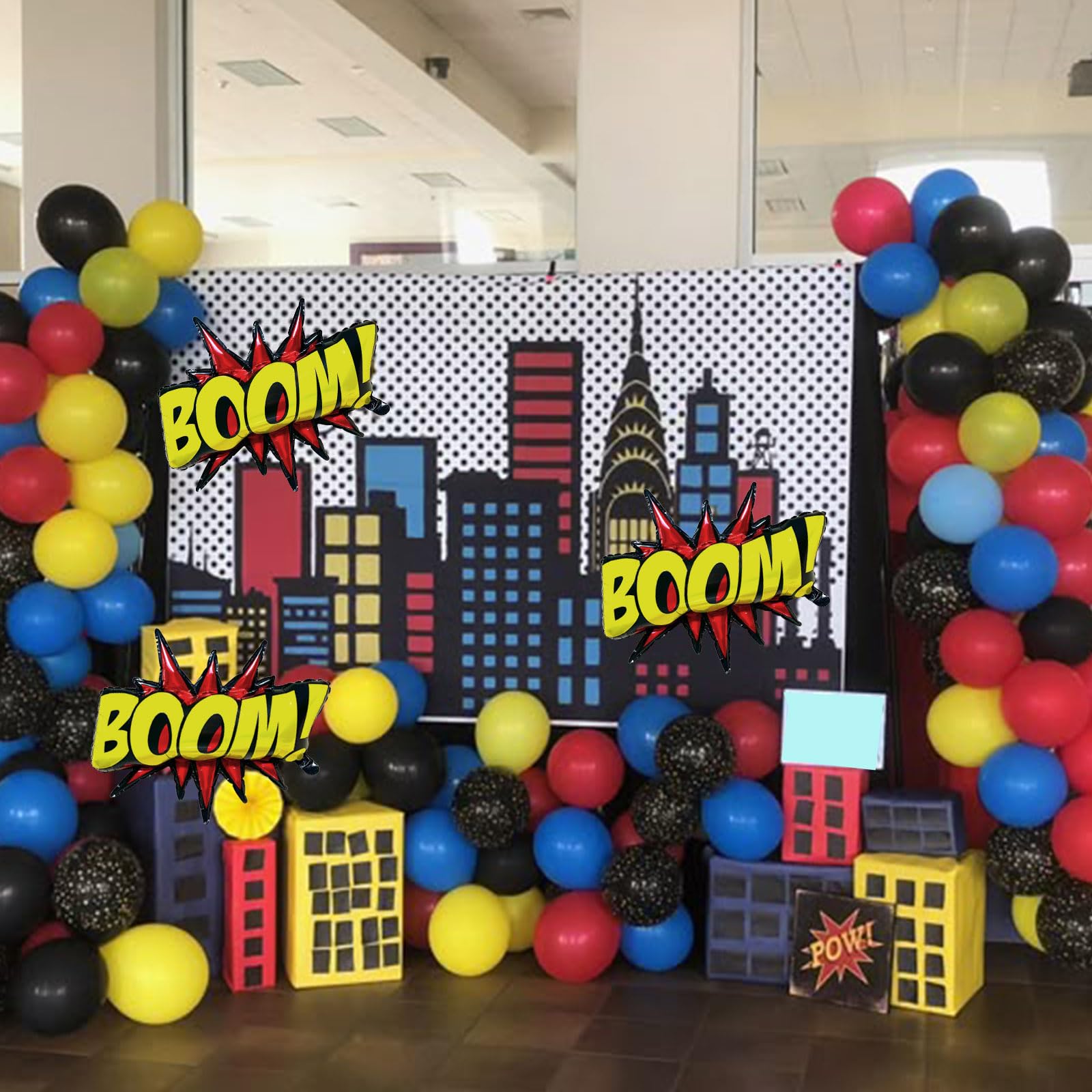 QZCPGP 4Pcs Superhero Balloons – Giant Foil Hero Party Decor for Kids Birthday
