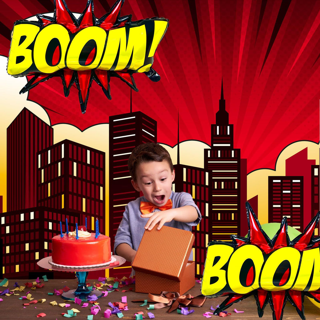 QZCPGP 4Pcs Superhero Balloons – Giant Foil Hero Party Decor for Kids Birthday