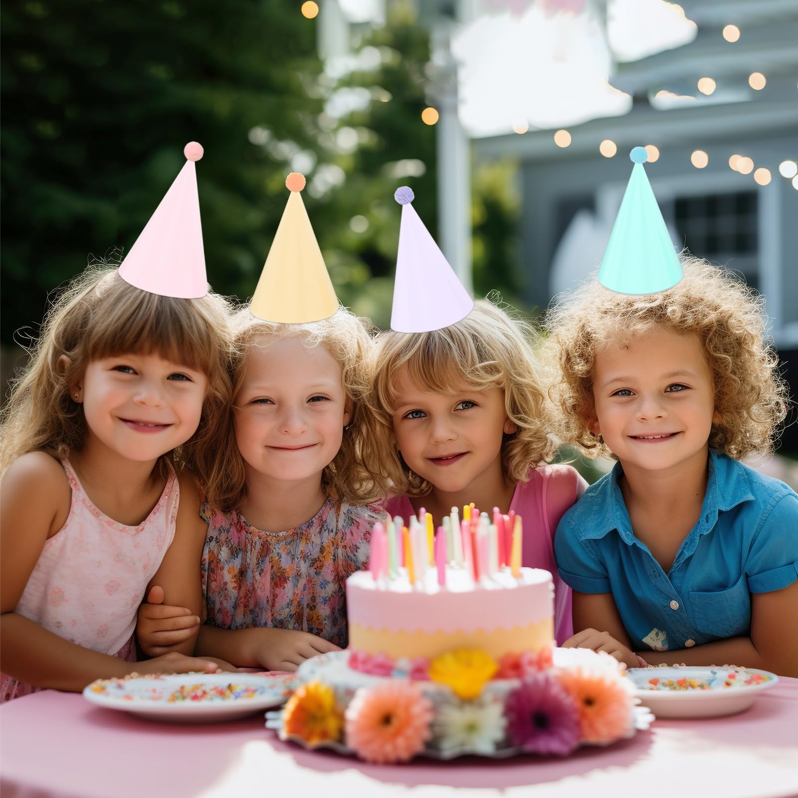 QZV 24 Pack Pastel Birthday Hats 

8-Color Cone Party Hats