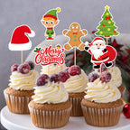 QZYL 24 Pcs Christmas Cupcake Toppers – Santa, Snowman, Bells & Gingerbread Cake Picks
