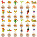 QZYL 24 Pcs Cinco de Mayo Decorations – 12 Fiesta Cake Topper Styles for Cupcakes & Treats