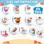 QZYL 24Pcs Summer Christmas Cupcake Toppers – Santa Beach & Flamingo Cake Picks for Xmas in July