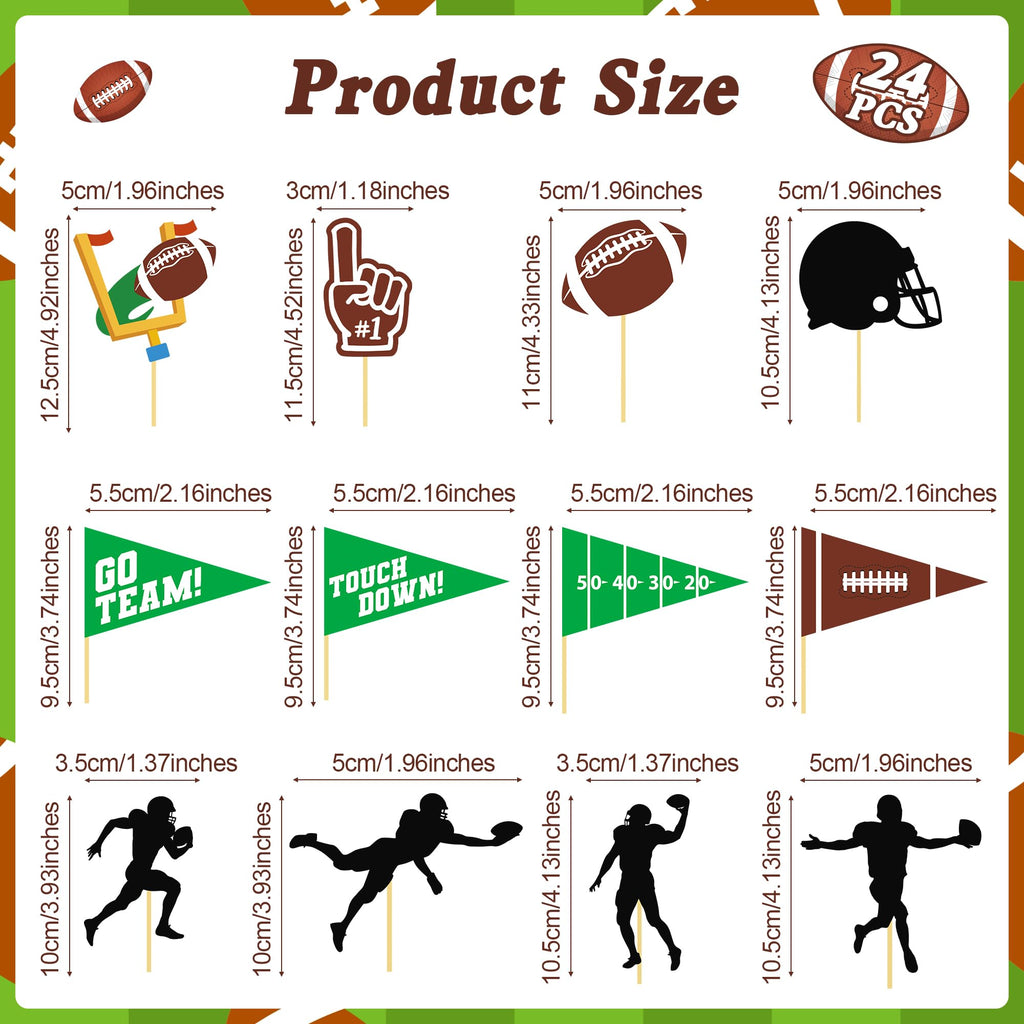 QZYL 24 Pcs Football Cupcake Toppers – Disposable Football Themed Cake Decorations for Sports Parties