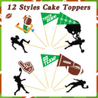 QZYL 24 Pcs Football Cupcake Toppers – Disposable Football Themed Cake Decorations for Sports Parties