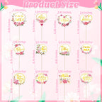 QZYL 24 Pcs Gold Foil Mother's Day Cake Toppers – 12 Styles for Cakes, Cupcakes & Floral Decor