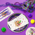 Ragnhild Mardi Gras Napkins — 100-Count Rectangle Cocktail Napkins for Carnival Party Decor