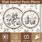 Rakuto Western Party Tableware – 96Pcs Cowboy Plates & Napkins for 24 Guests