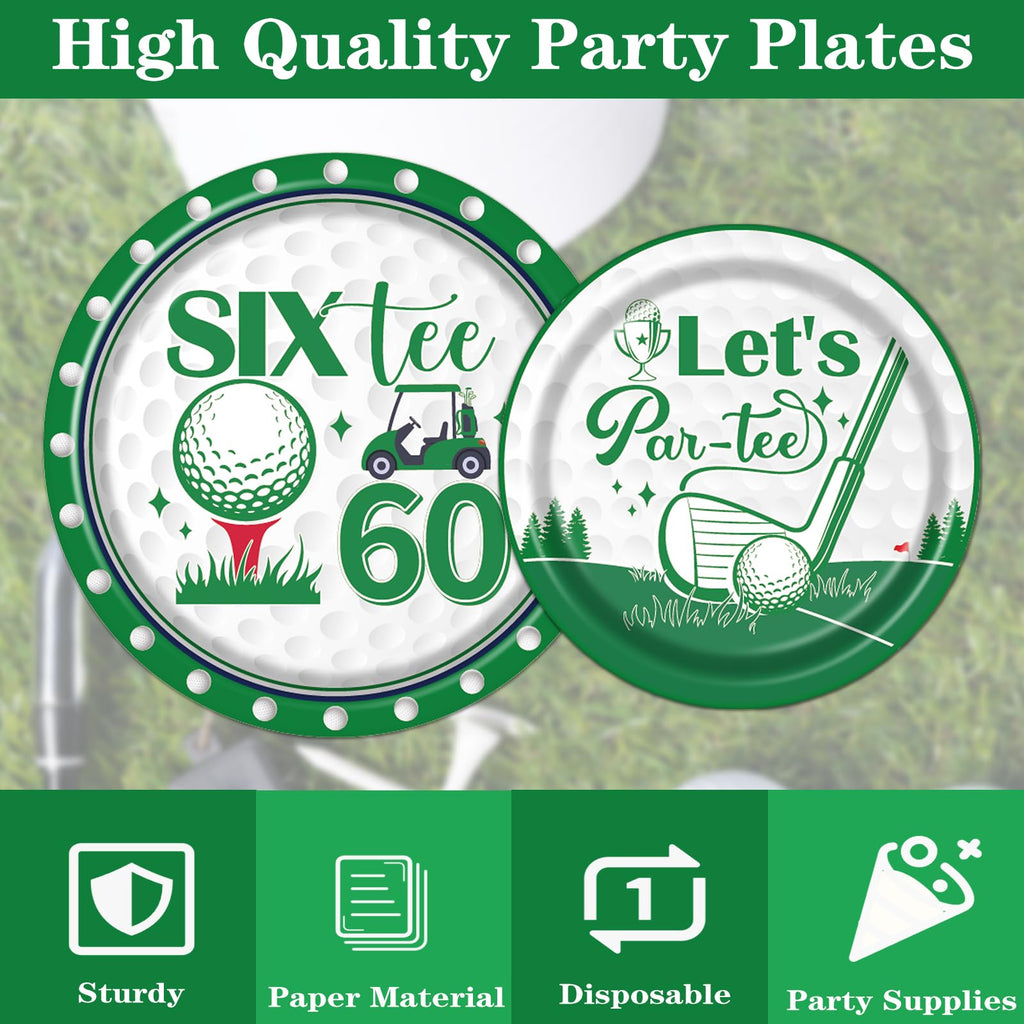 Rakuto Golf 60th Birthday Tableware Set – Plates, Napkins & Forks (Serves 24)
