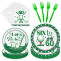 Rakuto Golf 60th Birthday Tableware Set – Plates, Napkins & Forks (Serves 24)