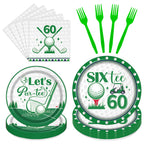 Rakuto Golf 60th Birthday Tableware Set – Plates, Napkins & Forks (Serves 24)