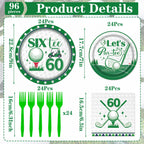 Rakuto Golf 60th Birthday Tableware Set – Plates, Napkins & Forks (Serves 24)