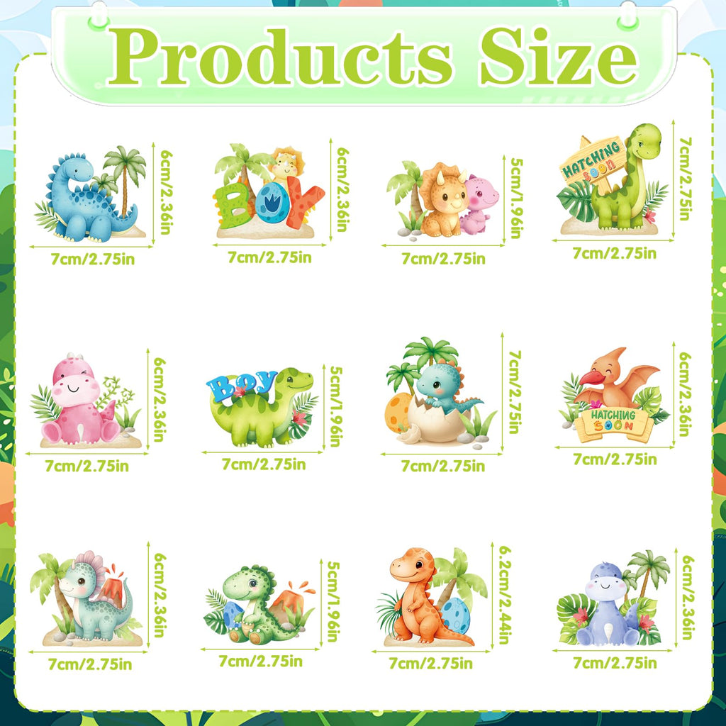 Rakuto Dinosaur Baby Shower Decorations 36Pcs Cupcake Toppers – Hatching Soon & It's a Boy