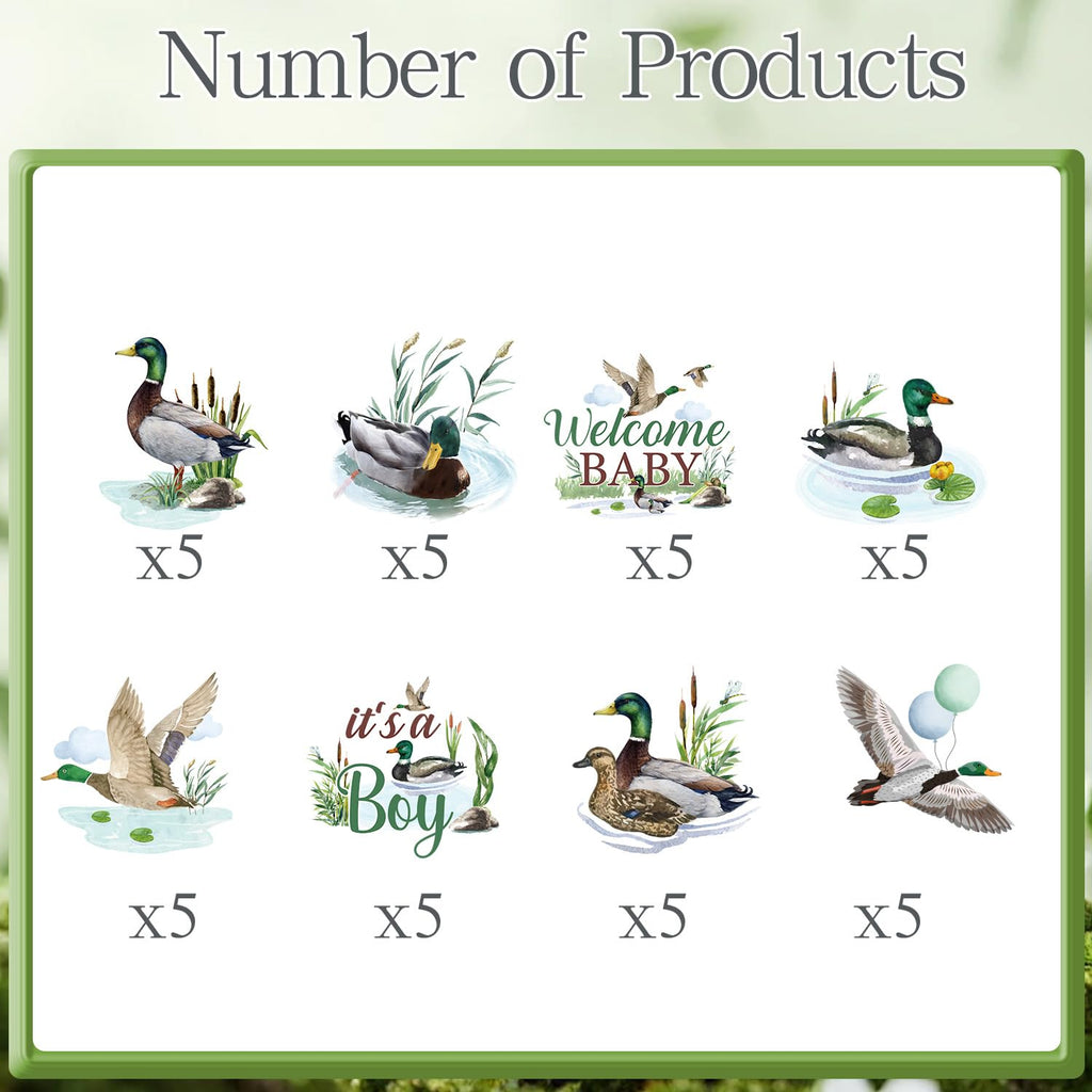 Rakuto Mallard Duck Baby Shower Decorations – 40Pcs Cupcake Toppers (It’s a Boy)