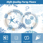 Rakuto Ocean Themed Party Decorations – 96pc Beach Tableware Set Serves 24